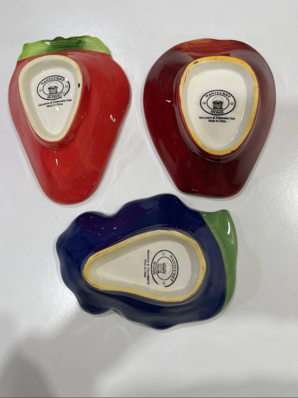 Nantucket Home Vintage 3 Fruit Shaped Bowls, Colorful, Grapes, Strawberry, Apple